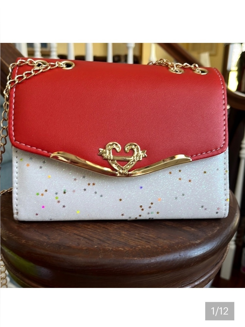 Boutique item  shoulder/Crossbody bag Holiday inspired, Red/ White sparkle. NWT
